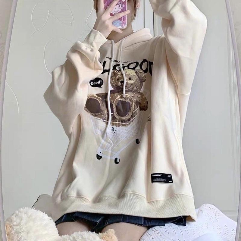 Áo Hoodie Nỉ Lót Bông form rộng Gấu Feel Good unisex