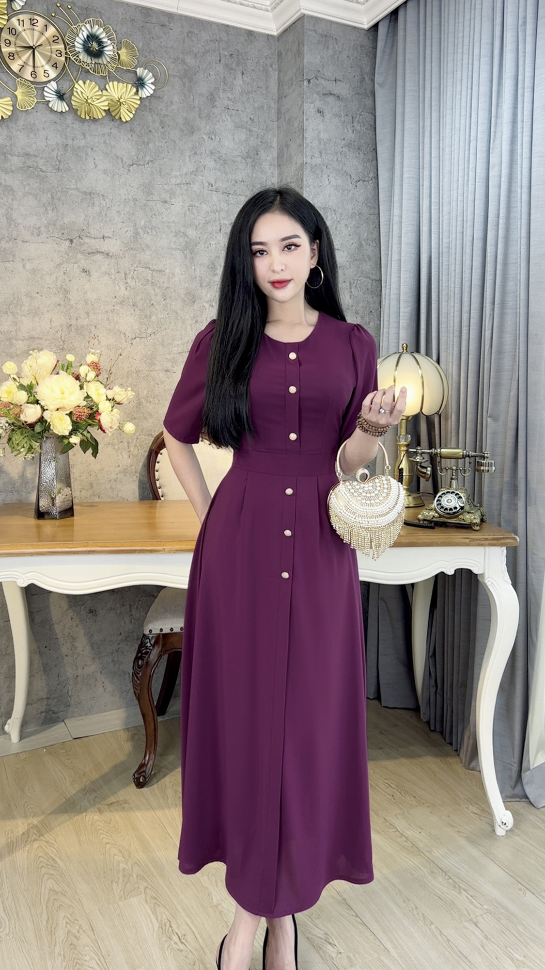 Đầm Trung Niên [ Linh Trà ] (TM 554) Trẻ Trung Thiết Kế Trang Nhã Thanh Lịch Đi Làm Đi Tiệc Cho Bà Cho Mẹ U40 U50