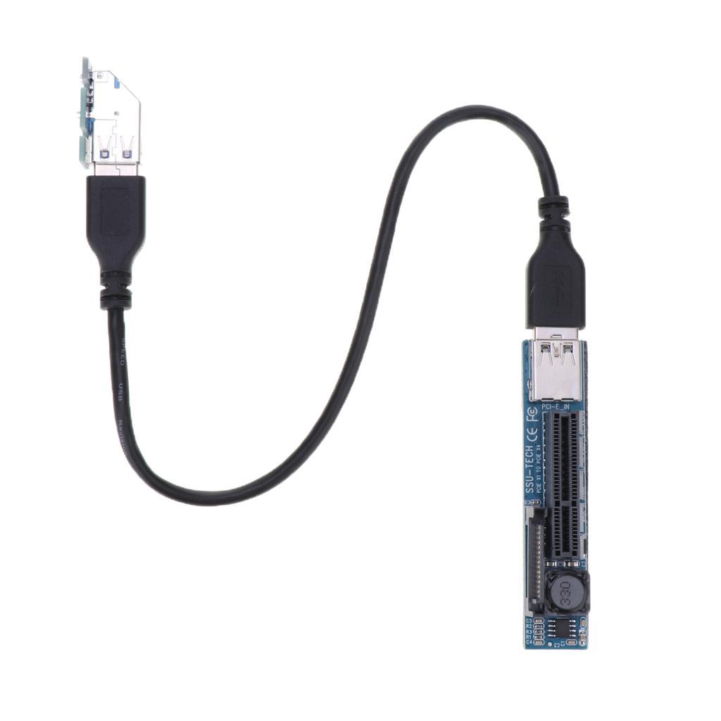 PCI Riser Extend Adapter Card with USB 3.0 Cable, Overcurrent Protection