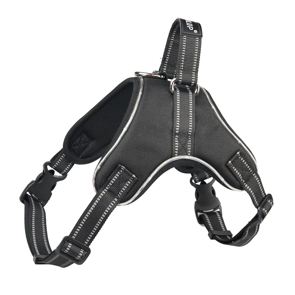 LED Dog Puppy Luminous Harness Soft Reflective Breathable Vest Black S