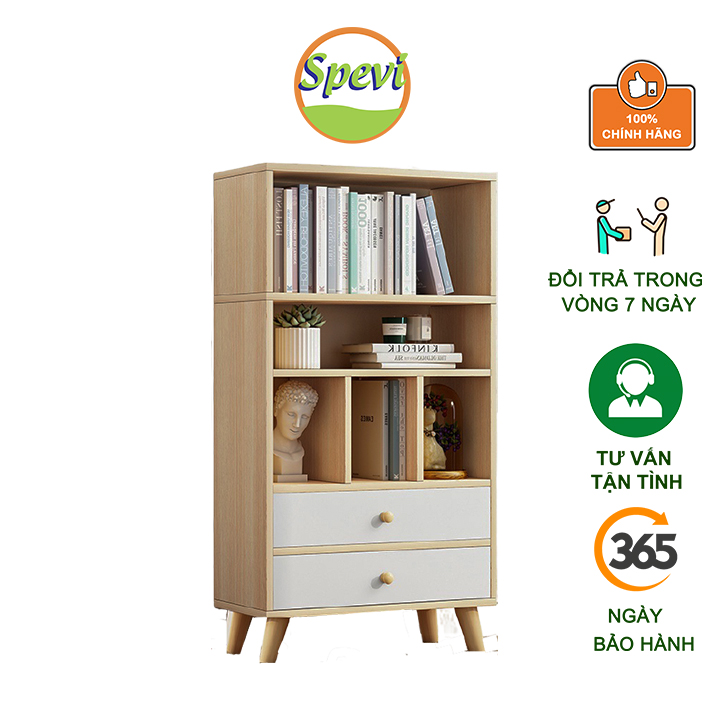 Kệ Sách Đa Tầng Để Sàn Cao Cấp FIVO Mã FB61 Chất Liệu Gỗ MDF Phủ Melamine Chống Thấm Bề Mặt Cực Tốt Thiết Kế Hộc Tủ Tiện Lợi Thẩm Mỹ (Màu Vân Gỗ)