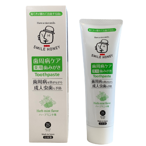 Kem đánh răng vị bạc hà thảo mộc Nippon Zettoc Smile Honey Herb Mint Flavor 120g