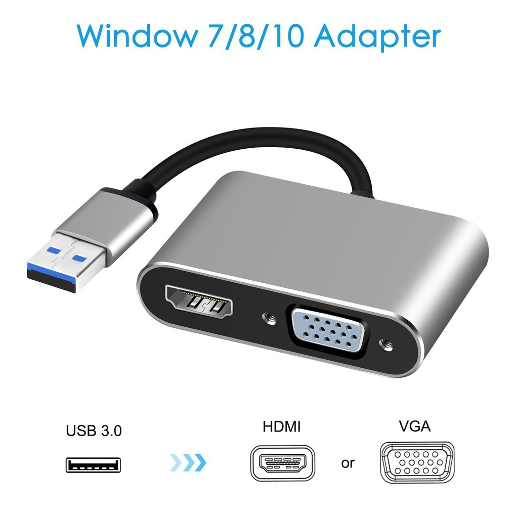 Bộ chuyển đổi USB Type-C sang HDMI, VGA, USB 3.0,PD, Hub 4 in 1 dùng cho điện thoại, máy tính, Macbook có hỗ trợ TypeC