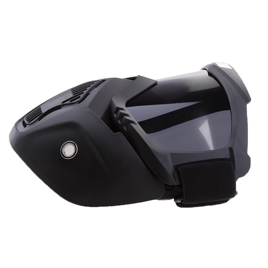 2x Motorcycle Riding Helmet Windproof Face Mask Detachable Goggles Smoke