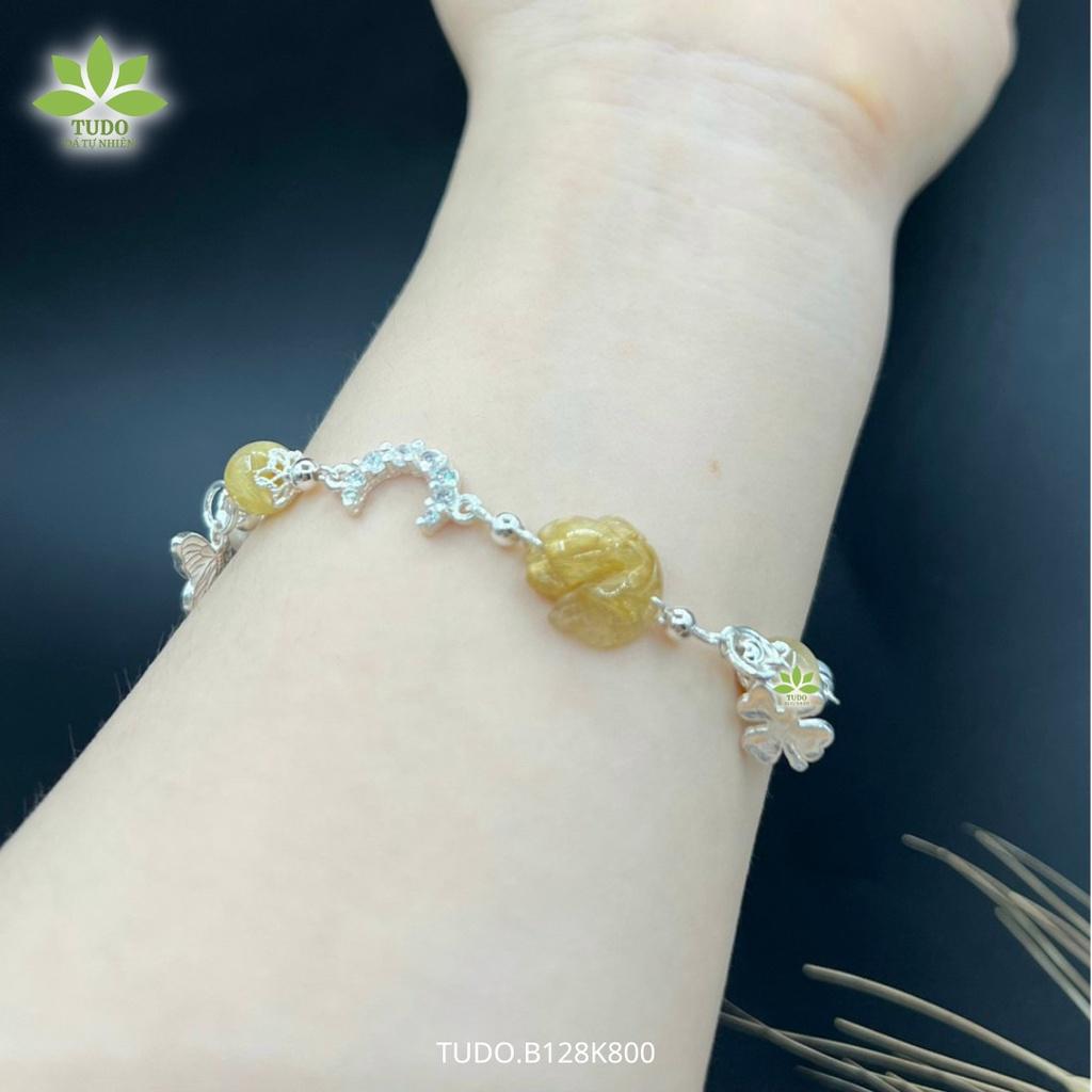 Vòng Tay Nữ Đẹp - Vòng Phong Thủy Mệnh Kim Thổ Thủy TUDO B128K800 VCBTATV Charm Hồ Ly CDTATV, Mặt Trăng