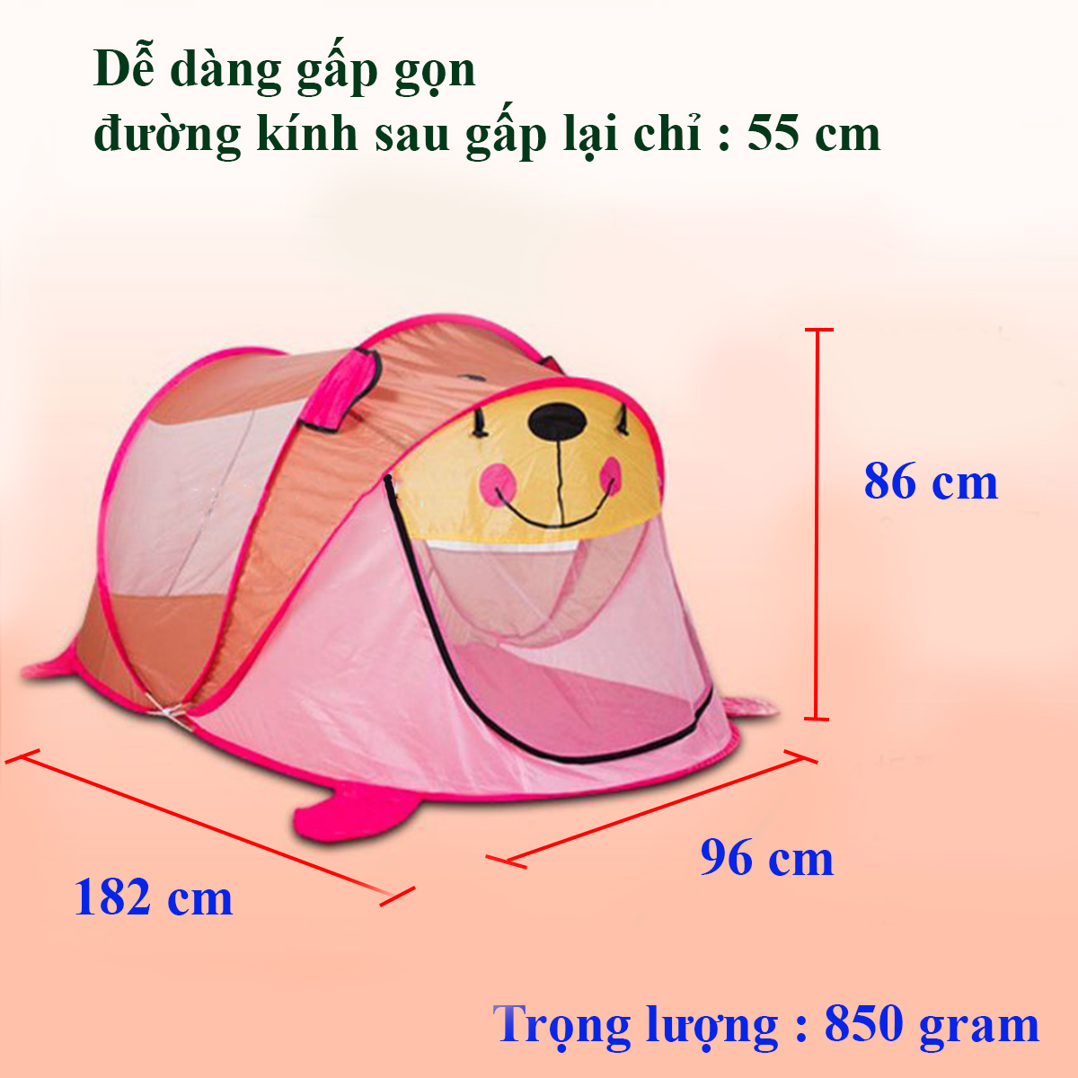 Lều đồ chơi cho bé hình thú cưng rất ngộ nghĩnh (182x96x86 cm)