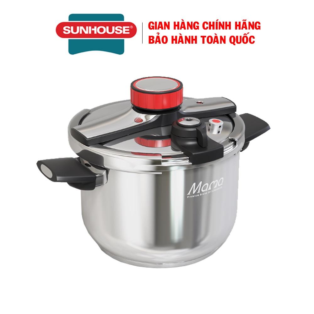 Nồi áp suất Inox 304 đáy từ Sunhouse Mama SHG9906M, Dung tích 6 lít, Đường kính 22cm, Dùng được trên mọi loại bếp