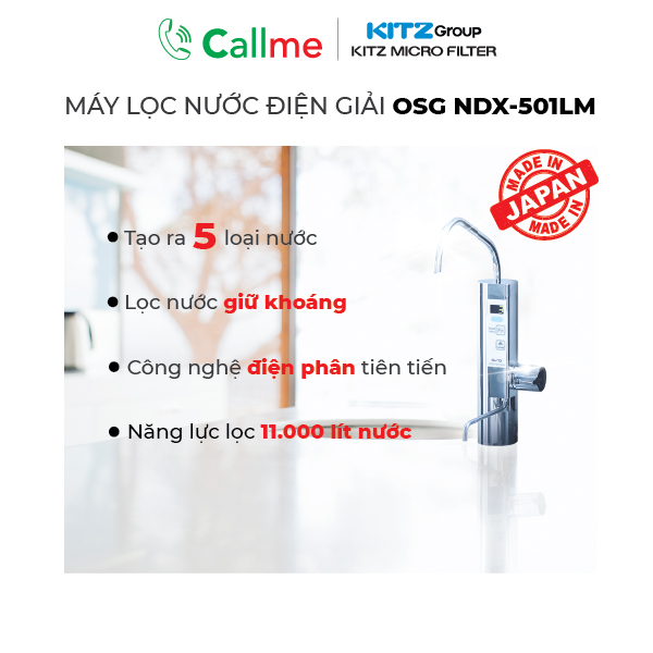 [Hàng chính hãng] Máy lọc nước điện giải OSG Alka-Rich NDX-501LM kết hợp bộ lọc Kitz OSSC-7