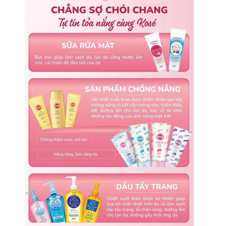 Combo Kem Chống Nắng Suncut, Sữa Rửa Mặt Và Nước Tẩy Trang Softymo Kose Nhật Bản