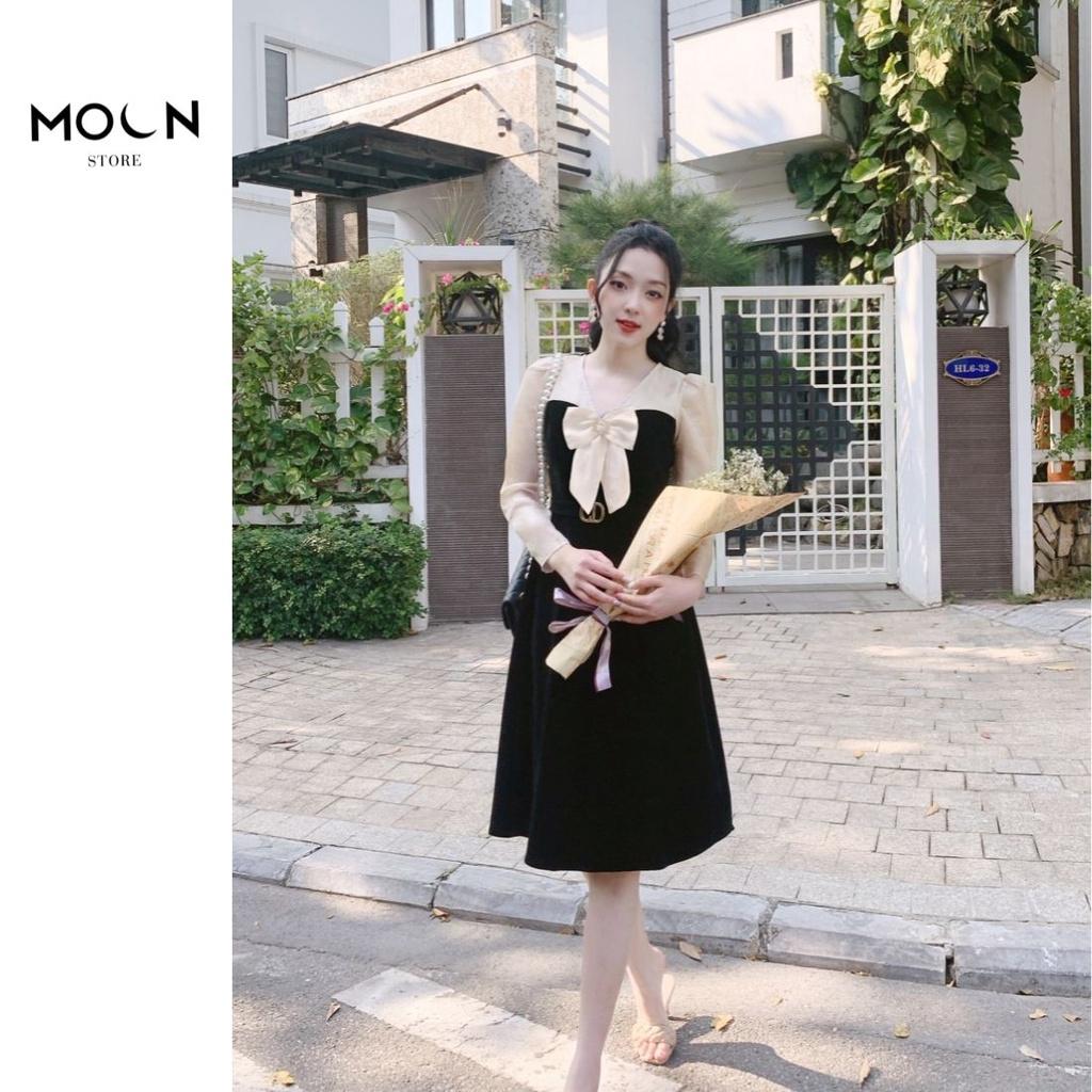 Váy Nữ Nhung Màu Đỏ Dáng Dài Tôn Da Tôn Dáng Sang Trọng Dễ Phối Đồ Đầm Công Sở Thu Đông MV221 MOON STORE