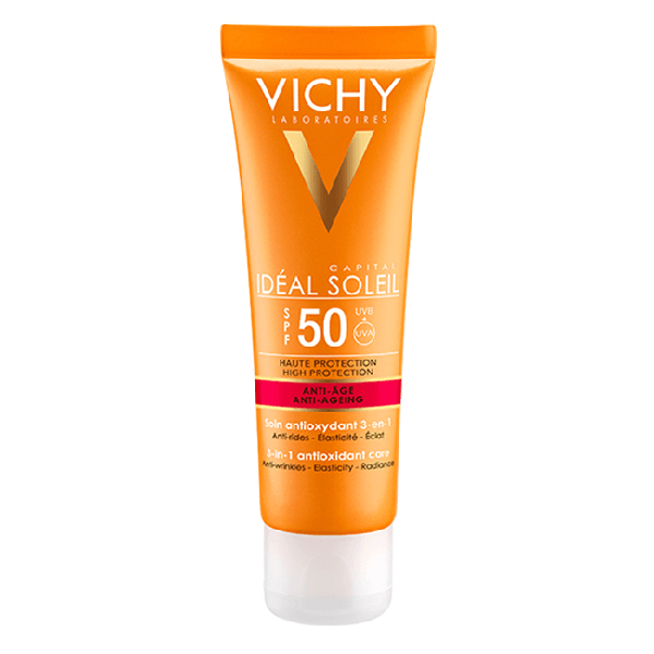 Bộ Kem Chống Nắng Bảo Vệ Và Giúp Giảm Các Dấu Hiệu Lão Hóa Vichy Ideal Soleil Anti-Age Spf50 50Ml Và Dưỡng Chất Mineral 89 10Ml