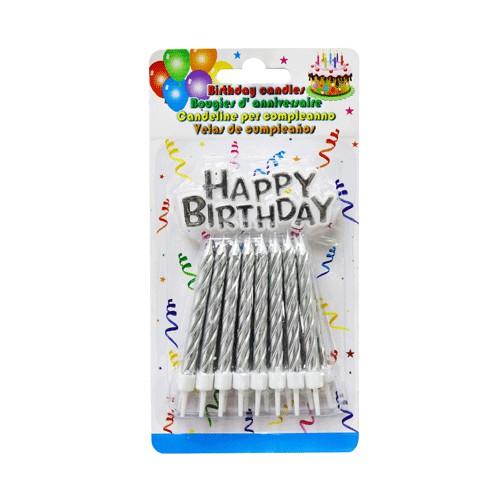 Nến màu bạc 16 cái + bảng ghim Happy Birthday UBL YA0087