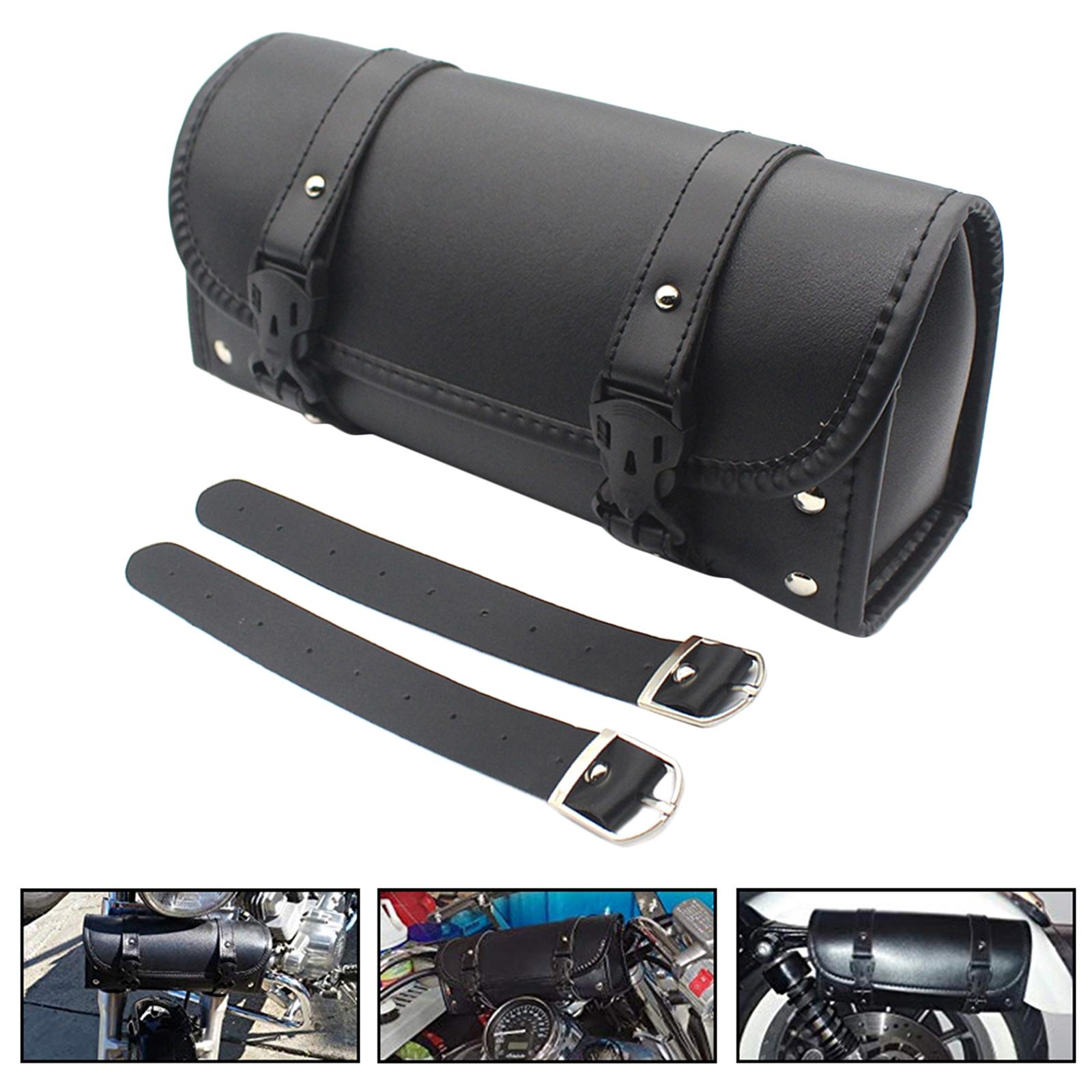 PU Leather Motorcycle/Motorbike Saddle Bag Tool Roll Storage Pouch