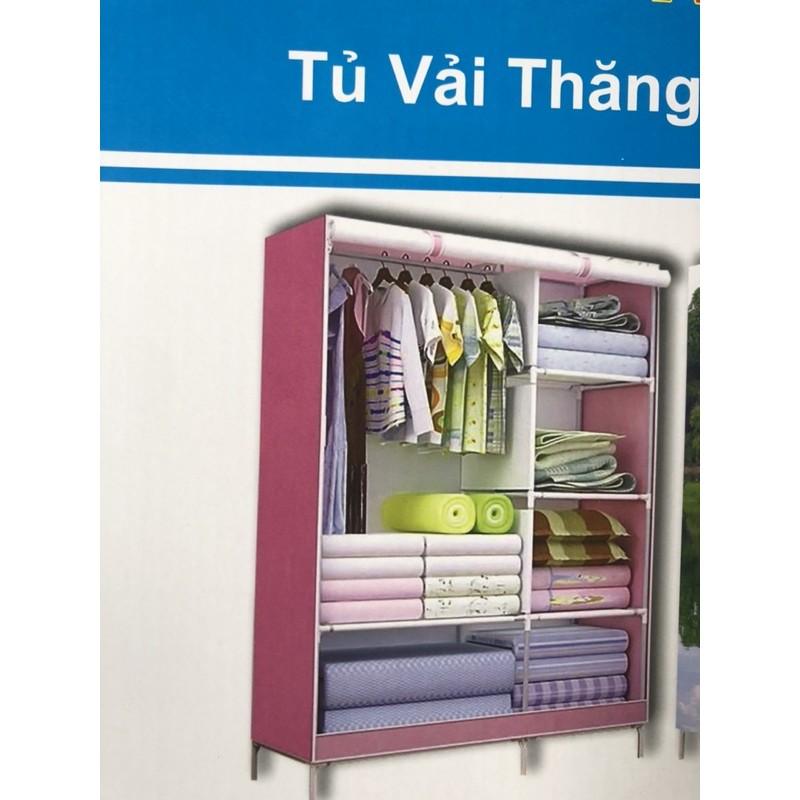 Tủ vải đựng quần áo 2 buồng 6 ngăn