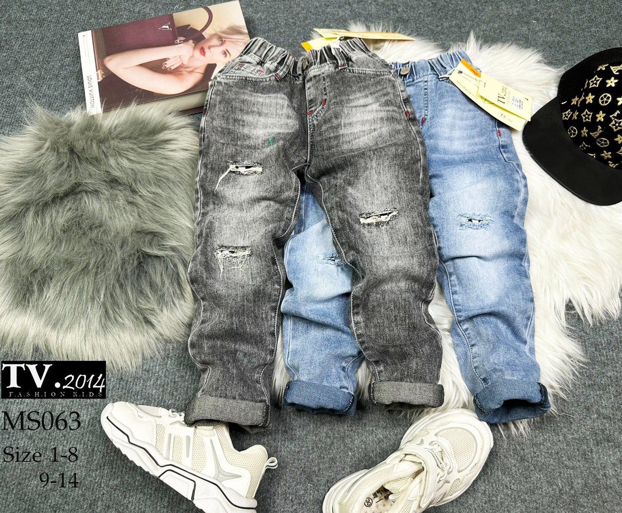 Quần jeans dài cho bé trai phối đồ phong cách từ 12-40kg chất vải co giãn lưng thun dễ mặc