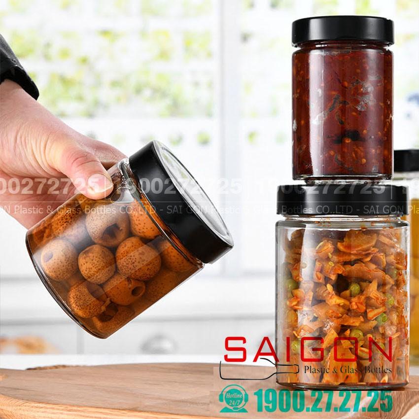 Hũ Gia Vị Tròn Trụ Nắp Thiết Bản Dày | Tùy Chọn Dung Tích