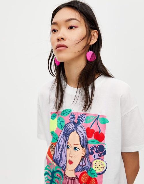 Áo phông thun cô gái trắng