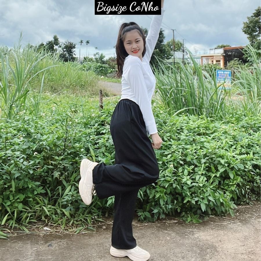 Quần suông dài xẻ tà bigsize nữ khóa kéo QK - Màu Đen