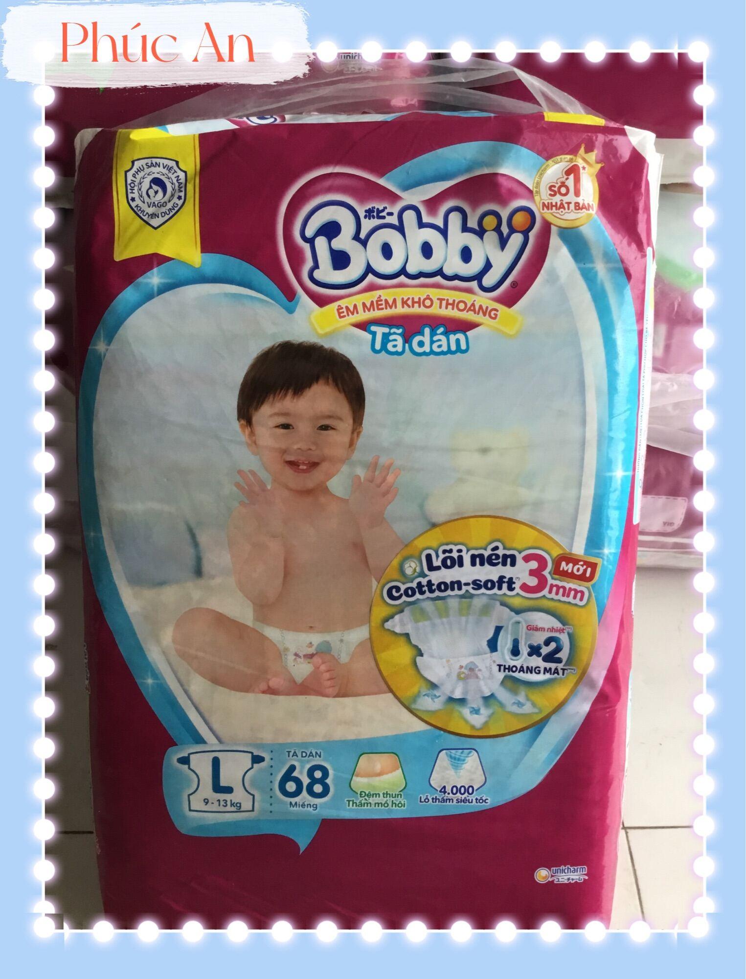 Tã Dán Trẻ Em Bobby Size L 68 Miếng ( L68 Cho Bé 9 Đến 13 Kg) Êm Mềm Khô Thoáng - Bỉm Dán Bobby Size L