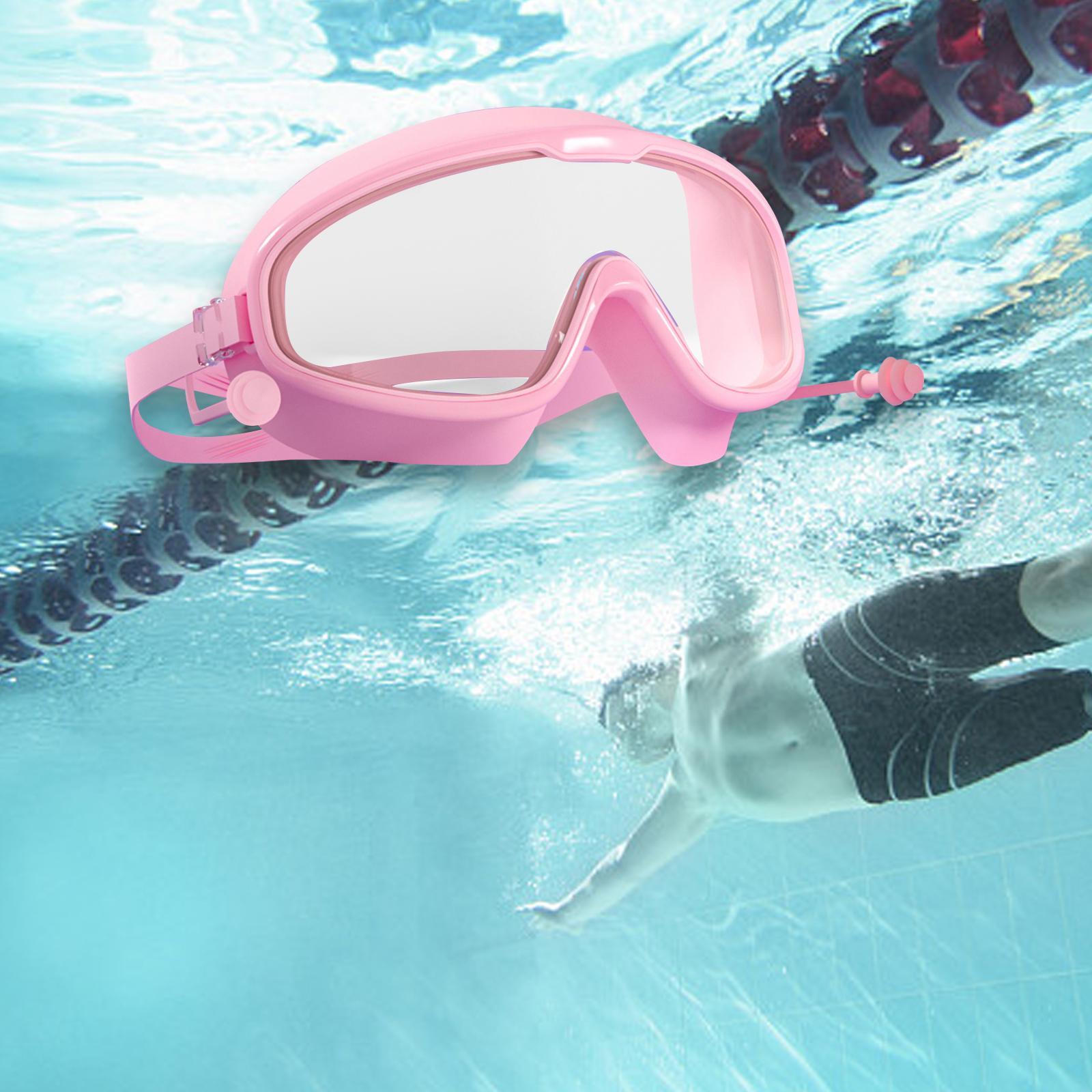 Swimming Goggles Swim Glasses Large Frame Diving Glasses with Earplugs