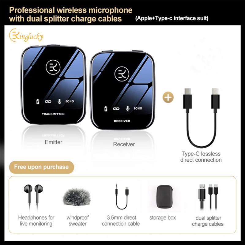 Kinglucky m18 một trong hai micrô cài áo không dây cho máy ảnh dslr máy quay phim điện thoại thông minh và máy tính bảng cho youtube Màu sắc: Tím