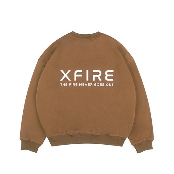 Sweater Nỉ Nam Nữ Form Croptop Rộng Màu Nâu In Chữ Essential Thương Hiệu Xfire SWEA-BOXYNICOT-BR322