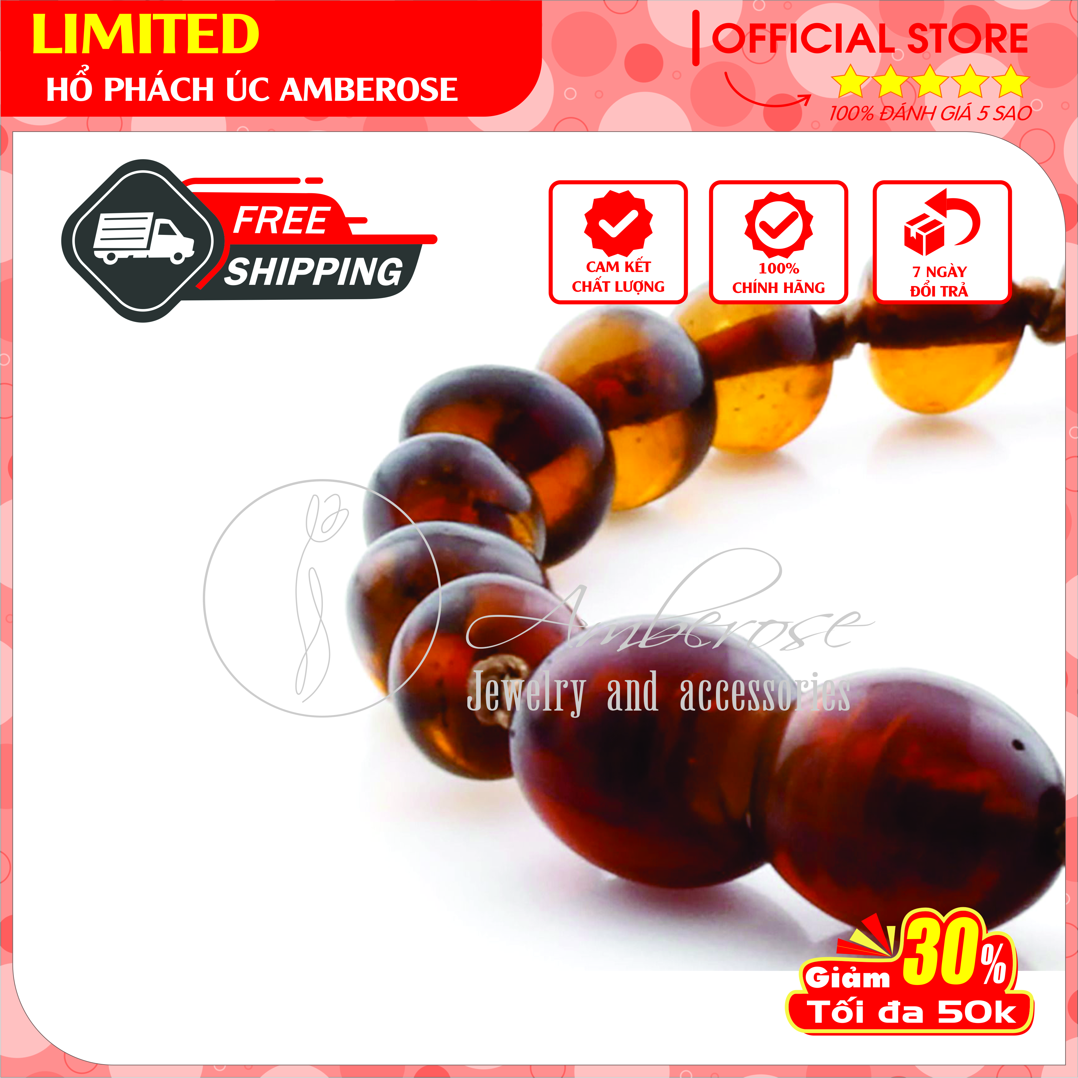 Bộ Vòng Hổ Phách Amber Úc Cho Bé 0 - 10 tuổi SAB1MND