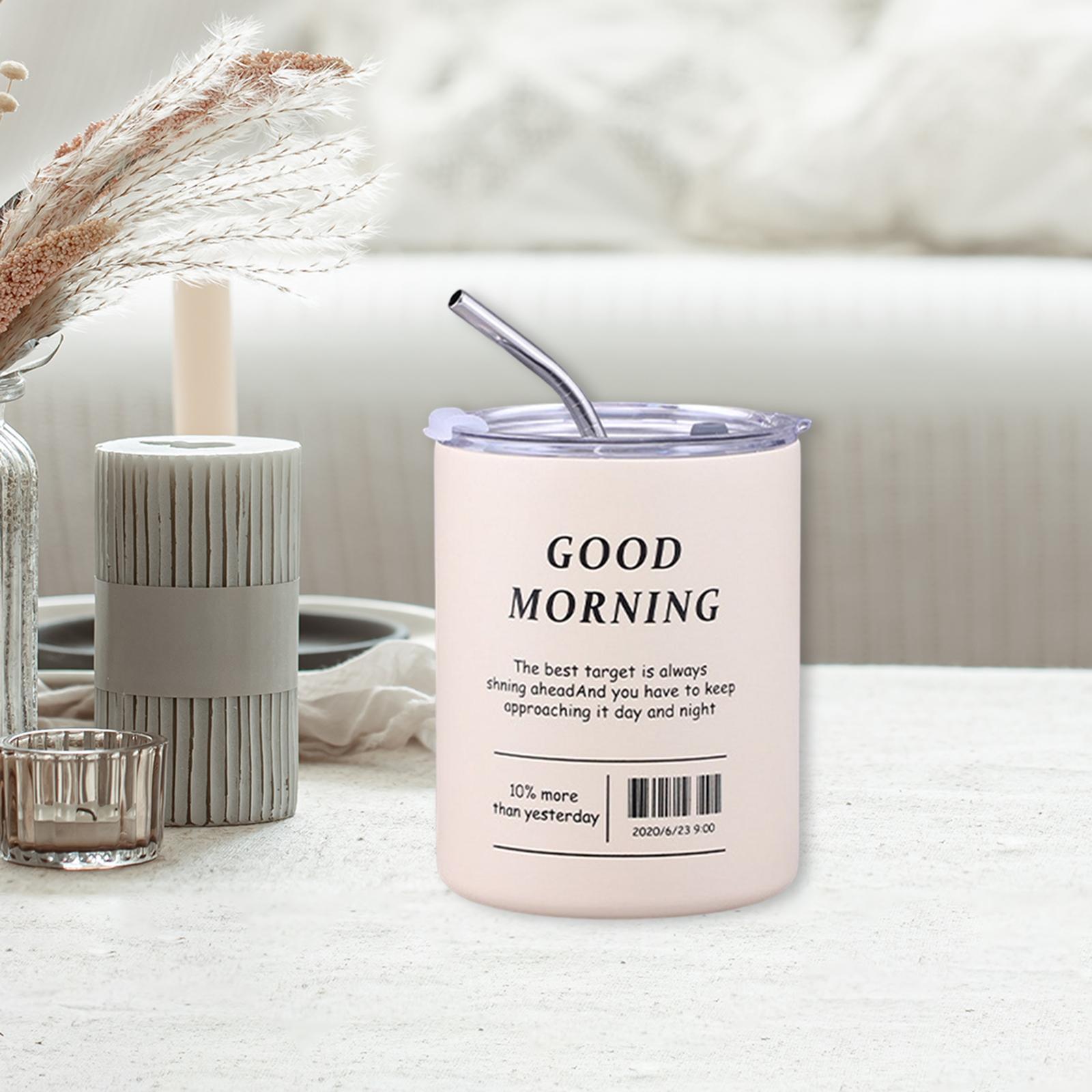 Portable Insulated Coffee Mug with Straw for Hot and Cold Drinks 350ml