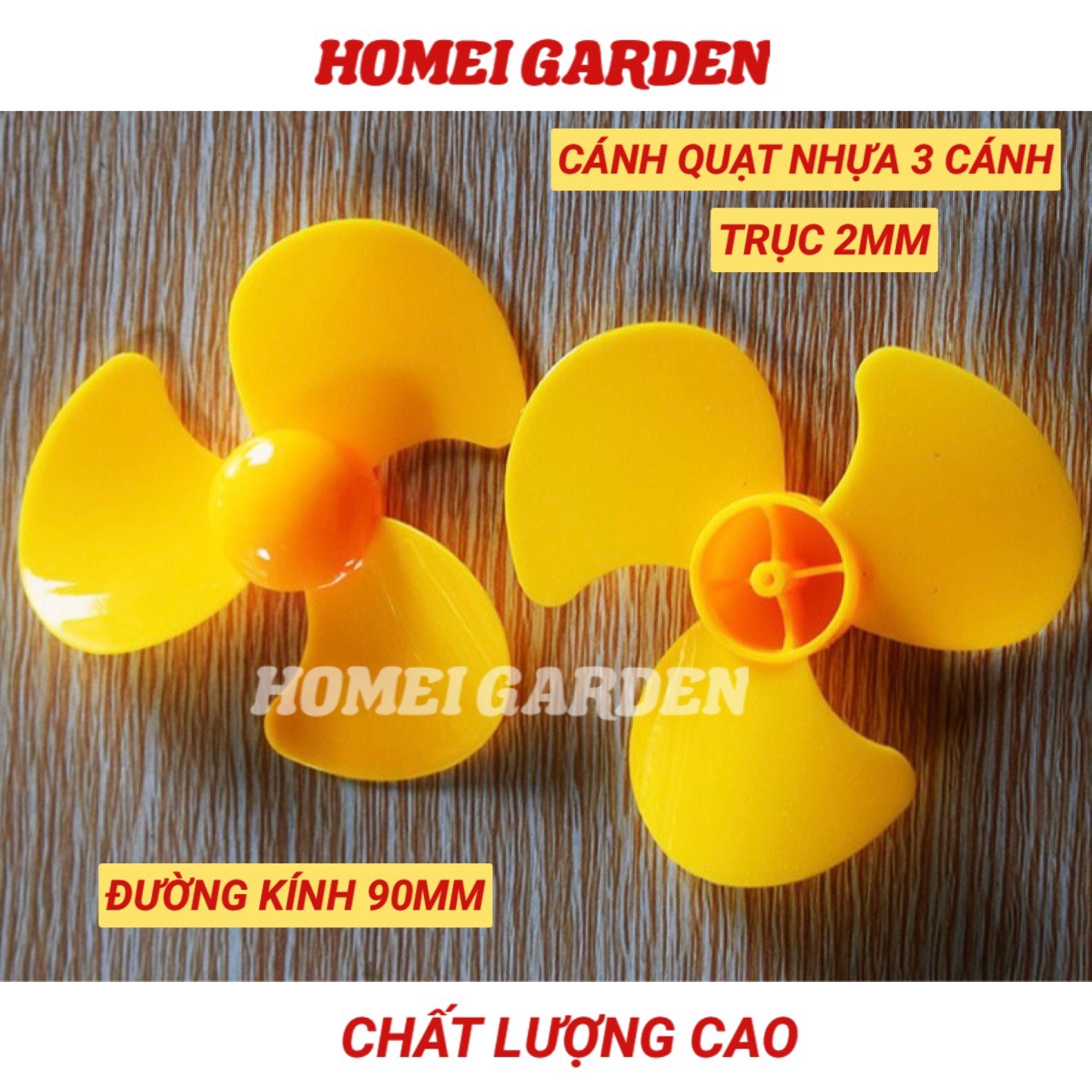 2 cánh quạt nhựa mini 3 cánh 90mm trục 2mm màu vàng chất lượng cao - HM0037