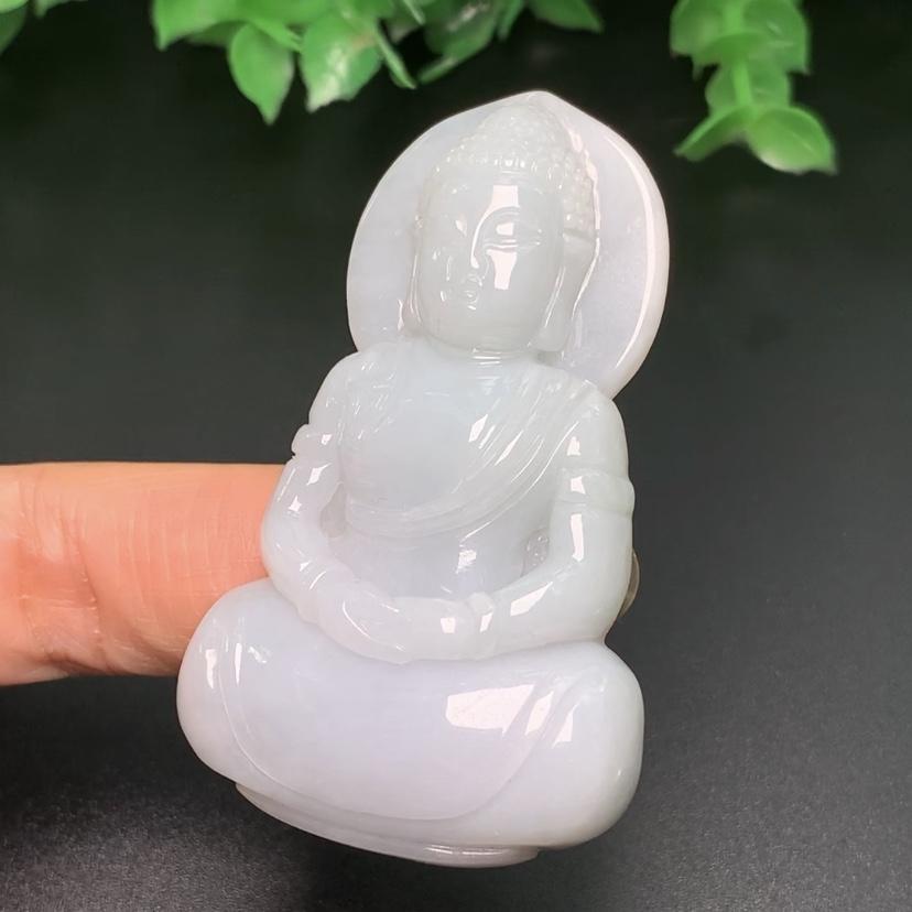 Mặt Phật A Di Đà xanh nhạt Ngọc phỉ thúy thiên nhiên Jadeite A