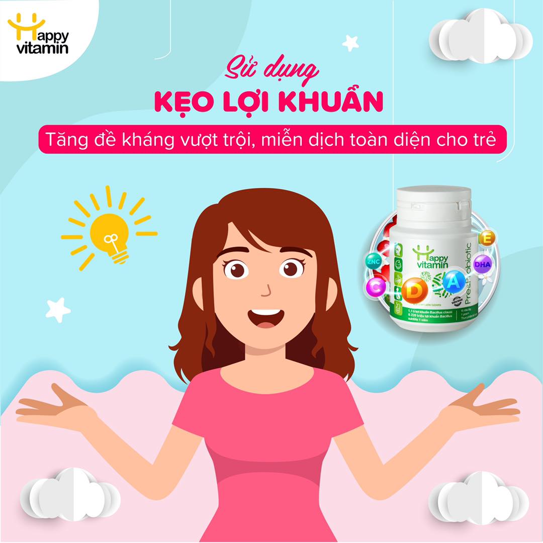 Kẹo Lợi Khuẩn Happy Vitamin Pre&Probiotic Dành Cho Trẻ Và Mẹ Bầu - Lọ 28 Viên