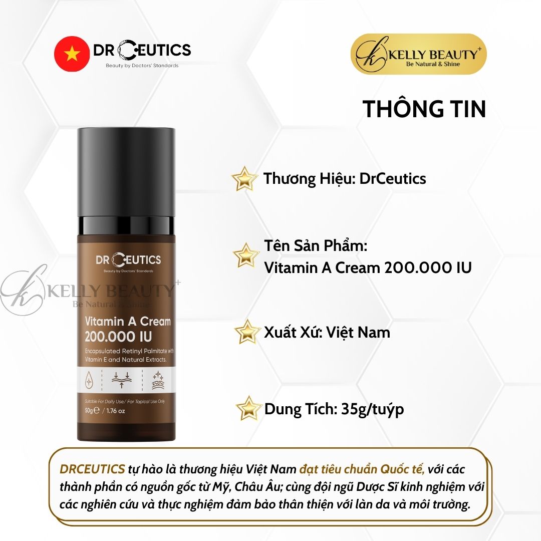 Kem Dưỡng Trẻ Hóa Da DrCeutics Vitamin A Cream 200.000 IU | Kelly Beauty