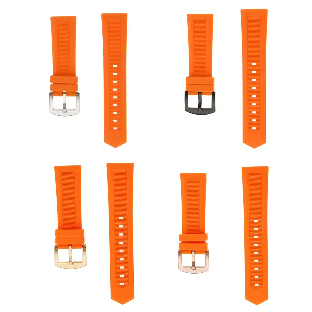 Orange Waterproof Rubber Wristband Watch Band Strap Replacement with 4 Spring Bars 19/20/21/22/mm