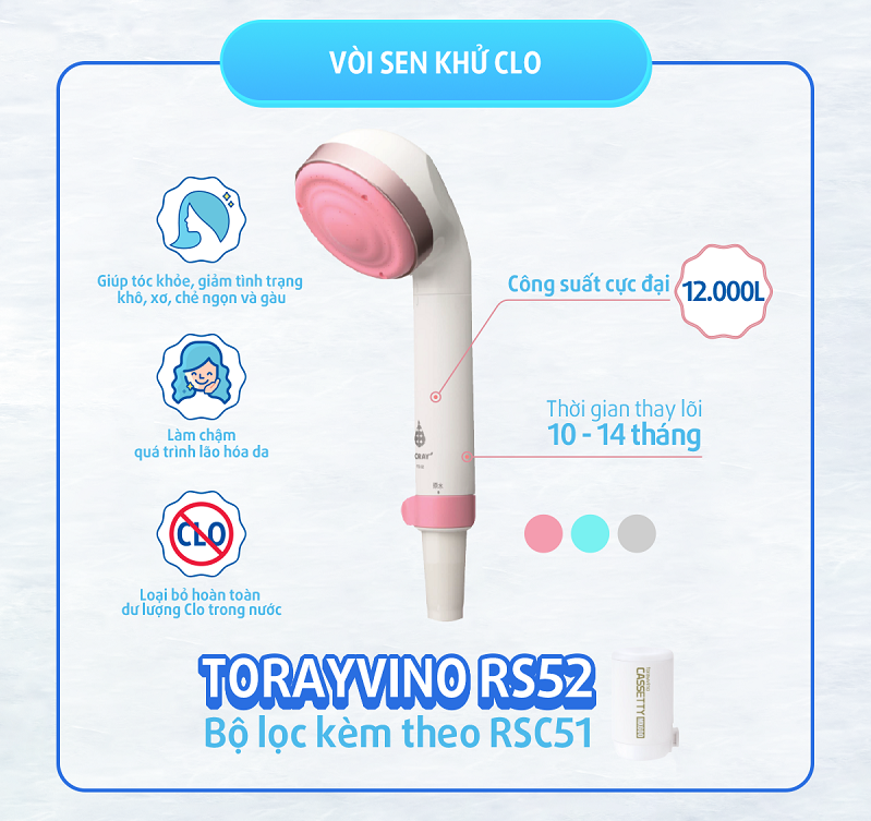 Vòi Sen Tắm Khử Chlorine Toray Torayvino RS52