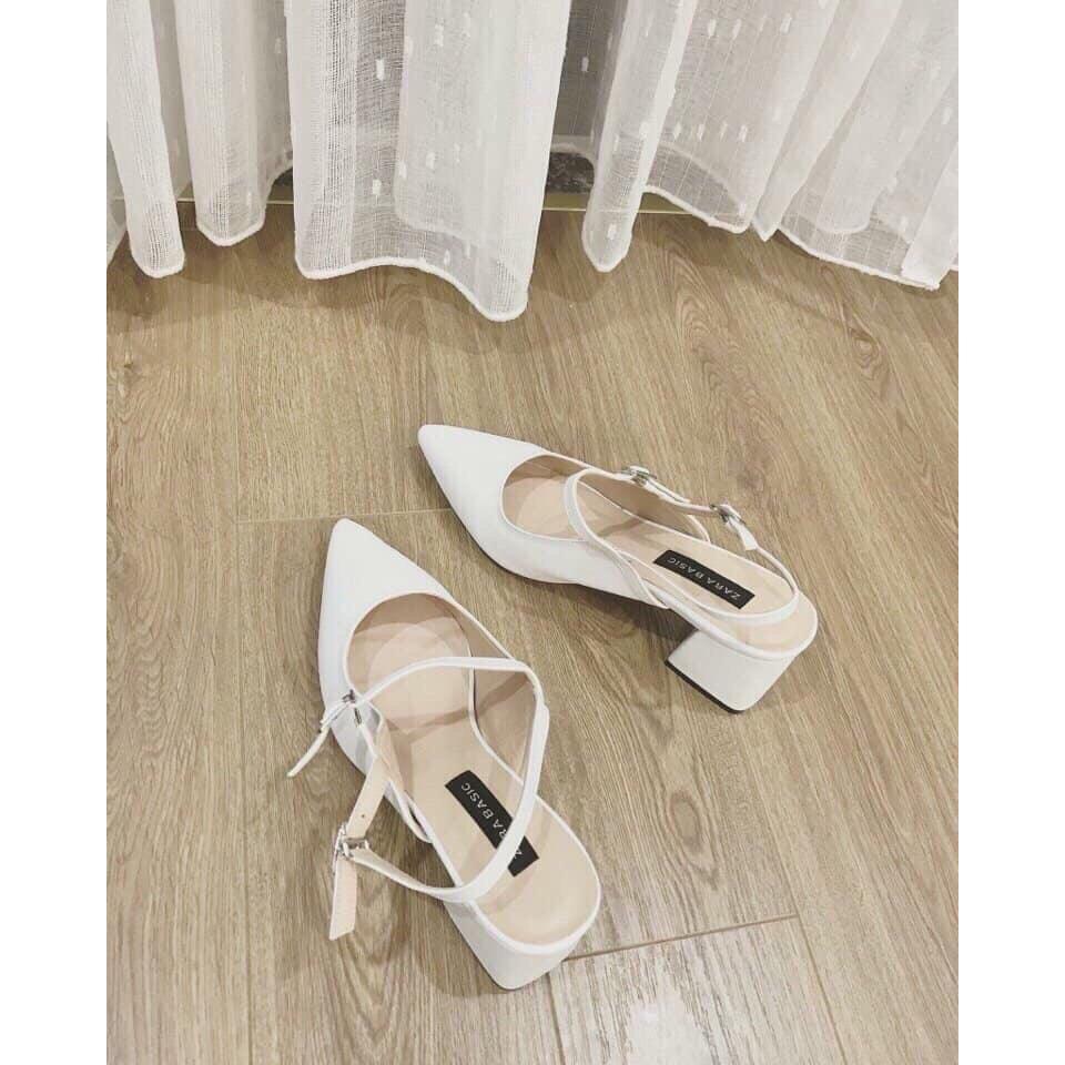 Giày sục nữ đính hạt hồ ly mũi nhọn. Ảnh thật