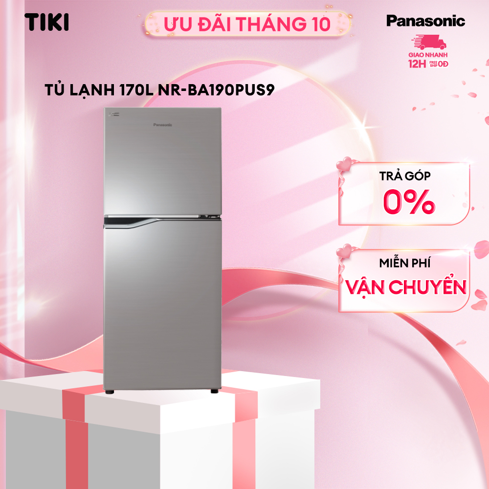 Tủ lạnh Panasonic Kháng Khuẩn 170L NR-BA190PUS9 - Siêu tiết kiệm điện Bộ Cảm biến Econavi - Ngăn Đá Trên - Hàng chính hãng