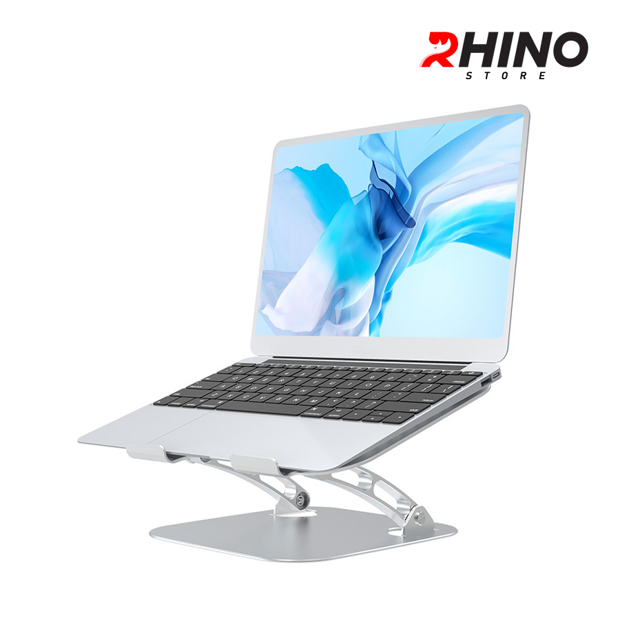 Kệ đỡ Laptop tản nhiệt Rhino KL201, giá đỡ máy tính nhôm cao cấp, gấp gọn - Hàng chính hãng