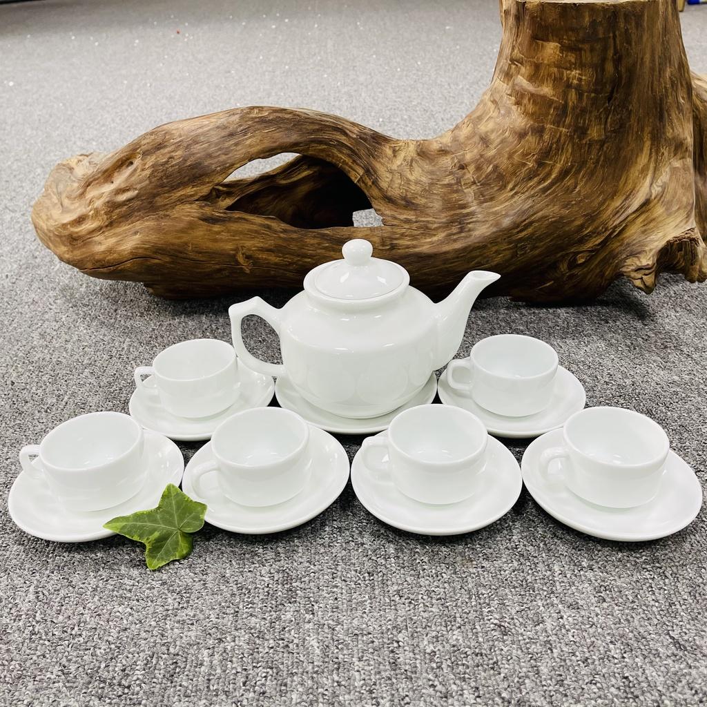 Vuông HK - Dáng Tiệp - Ấm Chén Trắng Đẹp - Ấm Chén Bát Tràng Cao Cấp - Bộ Trà Sang Chảnh - Vitaminceramics
