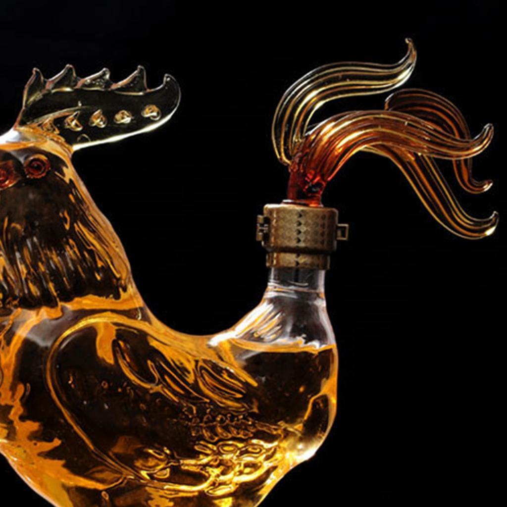 Rooster Shape Liquor Decanters Unique Free Glass Transparent for Gifts Bar