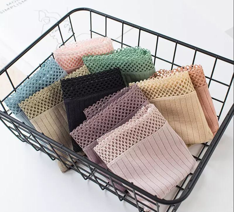 Combo 10 Quần Lót Cotton Tăm Gân Sọc Bản To - Trộn Màu Ngẫu Nhiên- Freesize
