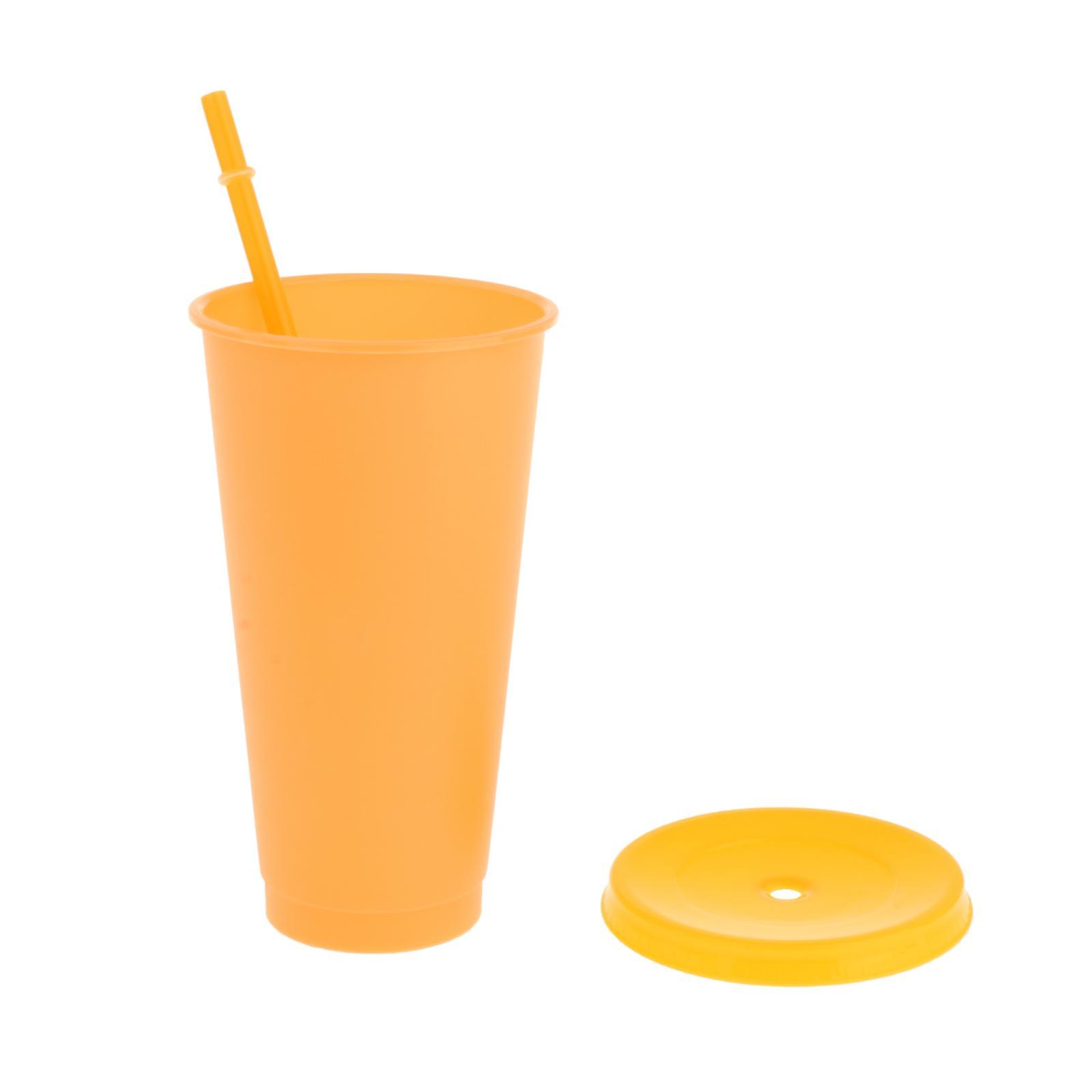 Color Changing Cups with Lids and Straws for Adults - 5 Reusable Tumblers with Lids and Straws in Bright Colors, Plastic Iced Coffee Cup