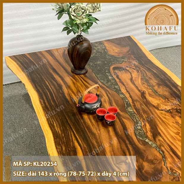 [XẢ KHO] Bàn Ngồi Bệt 1.4m Gỗ Me Tây Nguyên Tấm Tự Nhiên - Hàng Sẵn Y Hình