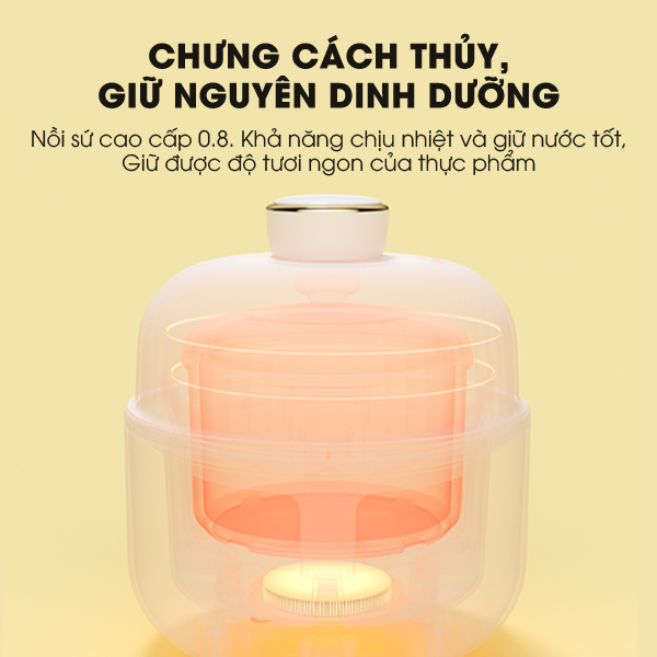 Nồi nấu chậm nấu cháo, ninh, hầm, chưng yến 6in1 SAMONO SW-SCB08 cho bé ăn dặm - Hàng chính hãng