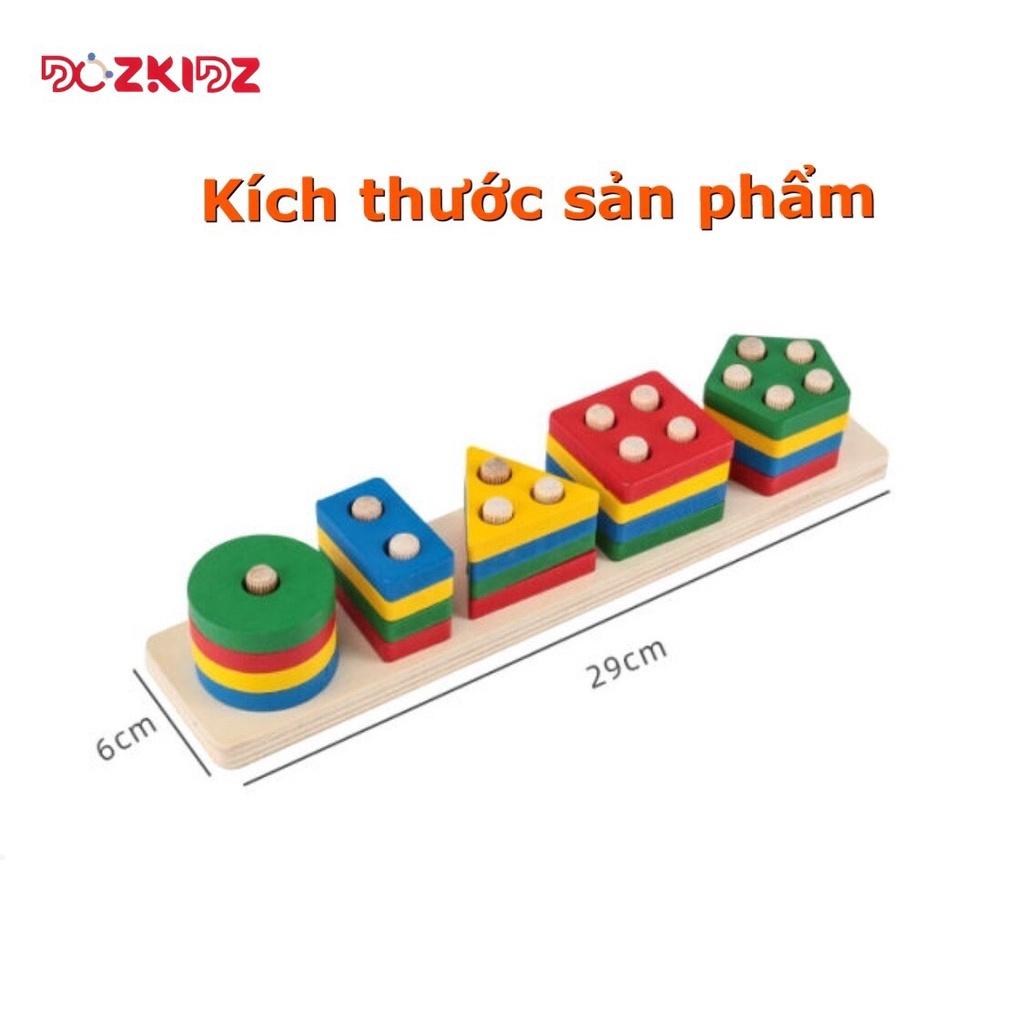 Đồ chơi gỗ sáng tạo, tư duy - Xiên cọc hình học Cho Bé -DOZKIDZ