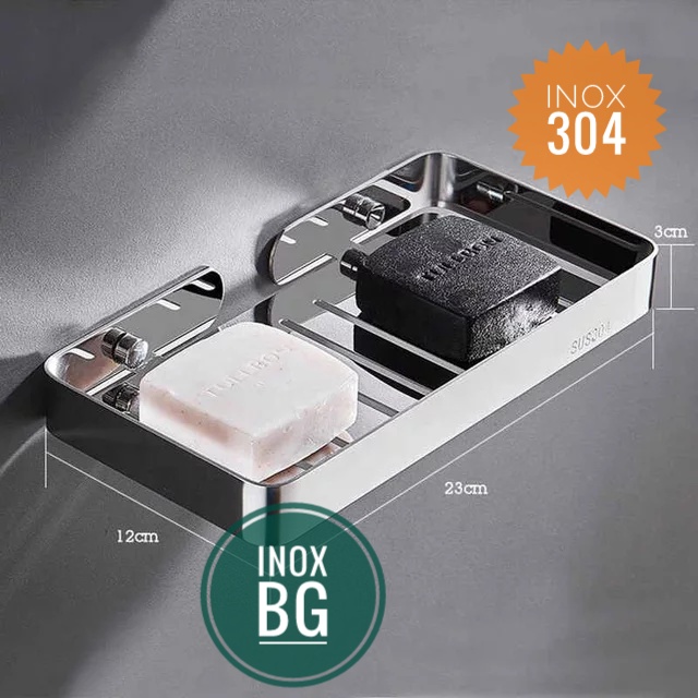 Khay đựng xà phòng, xà bông Inox 304 loại lớn 23cm