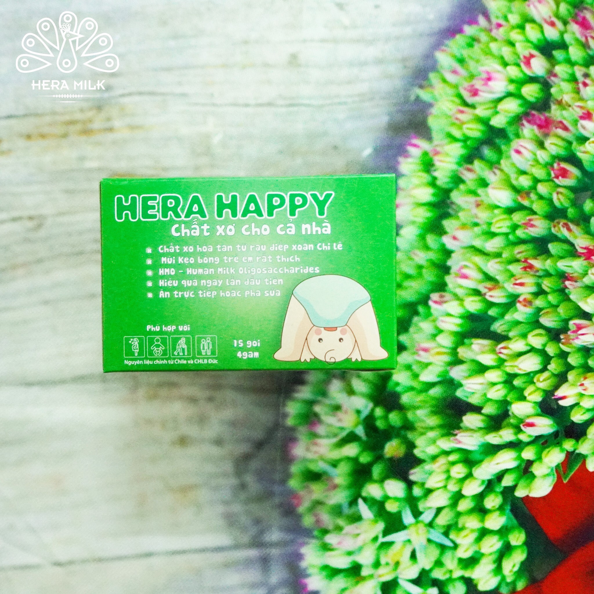 Hera happy - Bổ sung chất xơ, chống táo bón hiệu quả (Hộp 15 gói)- Phù hợp mẹ bầu/Sau sinh/Người già/Trẻ nhỏ