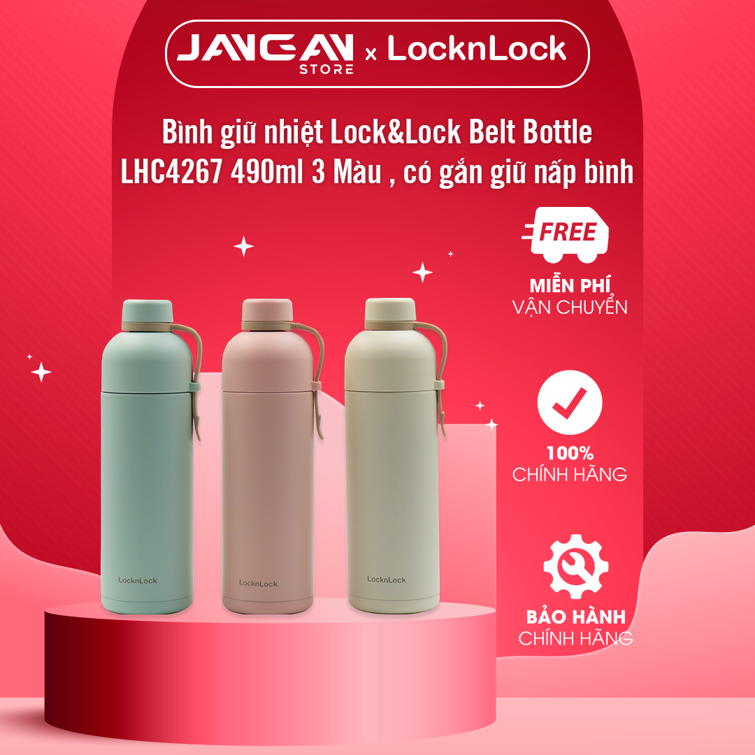 Bình giữ nhiệt Lock&Lock LHC4267 Belt Bottle 490ml - Hàng Chính Hãng