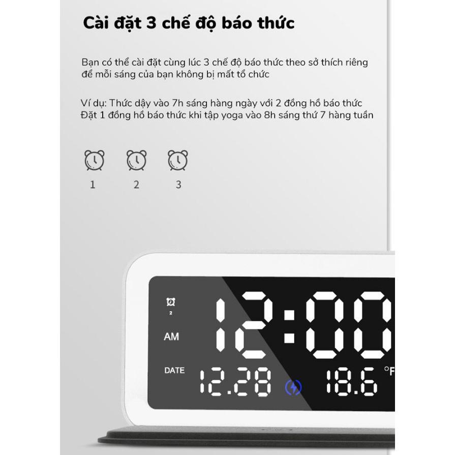 Đồng hồ điện tử để bàn có sạc không dây ORYCOOL 2021