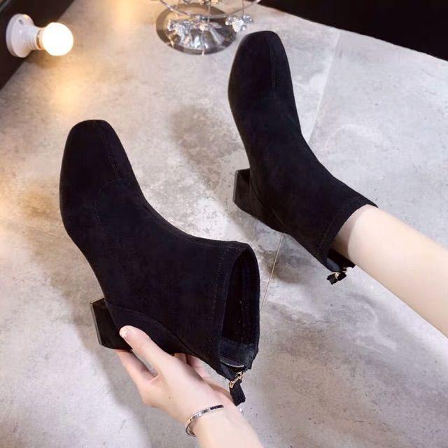 SẴN Boots nữ , Bốt Cao Cổ Da lộn, Đế Cao 5cm ( Ảnh Thật )