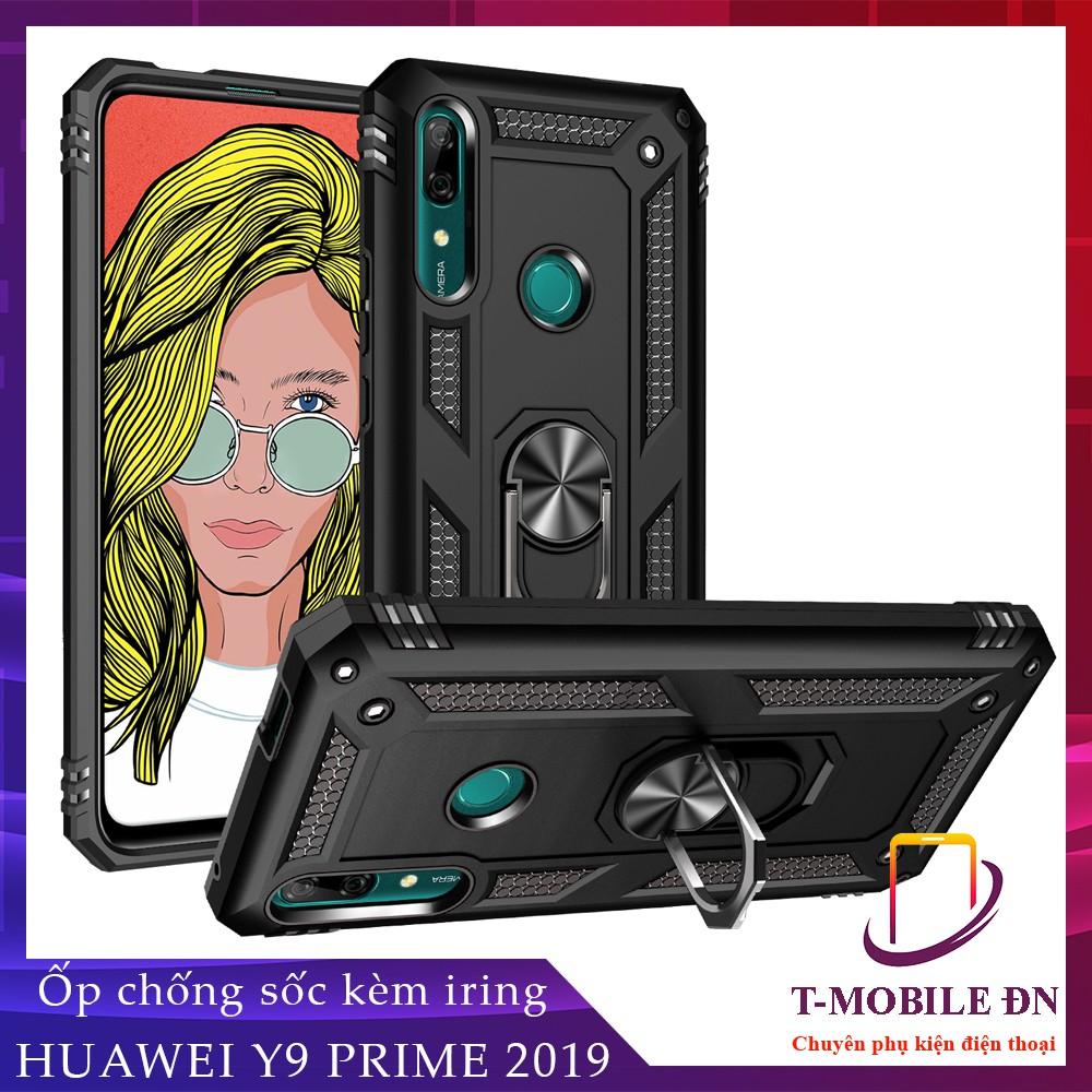 Ốp lưng cho Huawei Nova 3e P30 Lite Y7 Pro Y9 Prime 2019 chống sốc 2 lớp kèm nhẫn iring làm giá đỡ